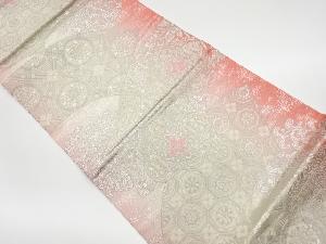 リサイクル　地紙に華紋・花唐草模様織出し袋帯
